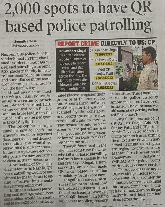 2.000 spots to have QR based police patrolling - Dr.Ravinder singal