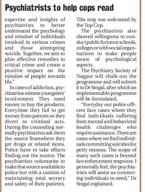Psychiatrists to help cops read - Dr. Ravinder Singal