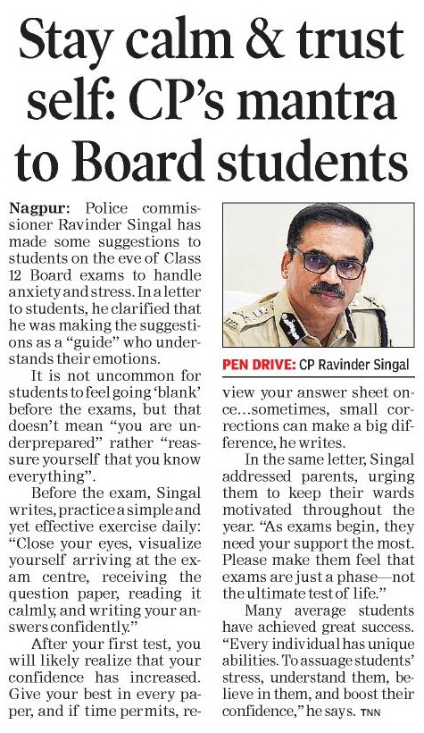 Stay calm & trust self CP's mantra to Board students - Dr. Ravinder Singal