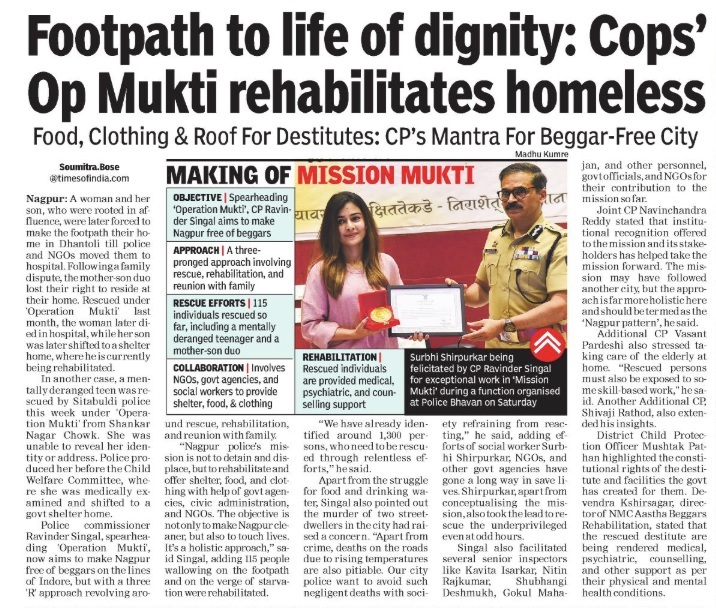 Footpath to life of dignity Cops' Op Mukti rehabilitates homeless - Dr. Ravinder Singal