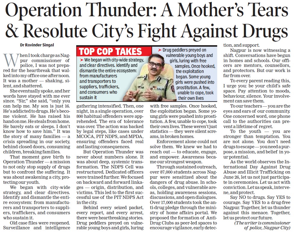 Operation Thunder A Mother's Tale & Resolute City's Fight Against Drugs - Dr. Ravinder Singal